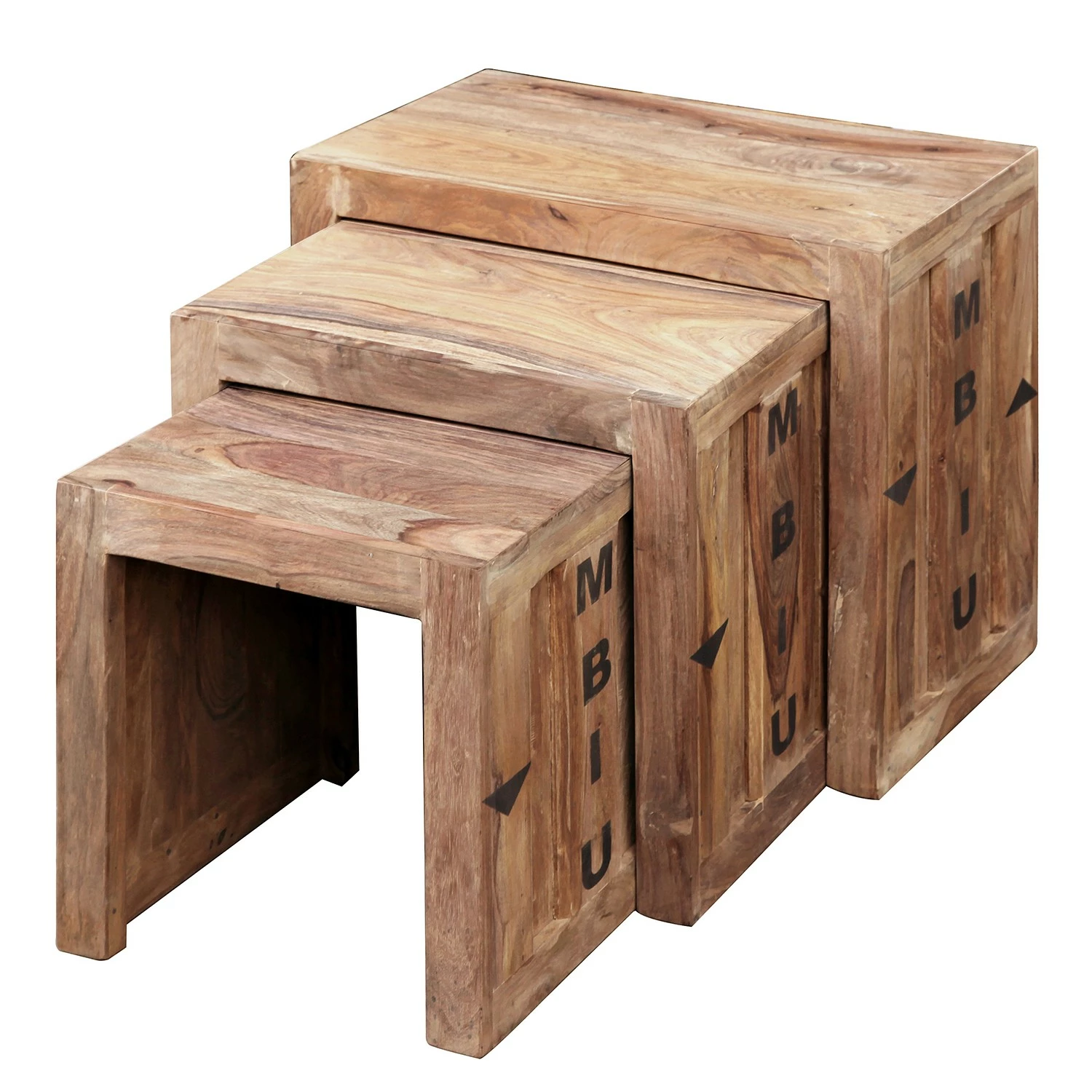 Wolf-Möbel Bouts de canapé Container I (lot de 3) - Sheesham 3 Wolf-Möbel Bouts de canapé Container I (lot de 3) - Sheesham