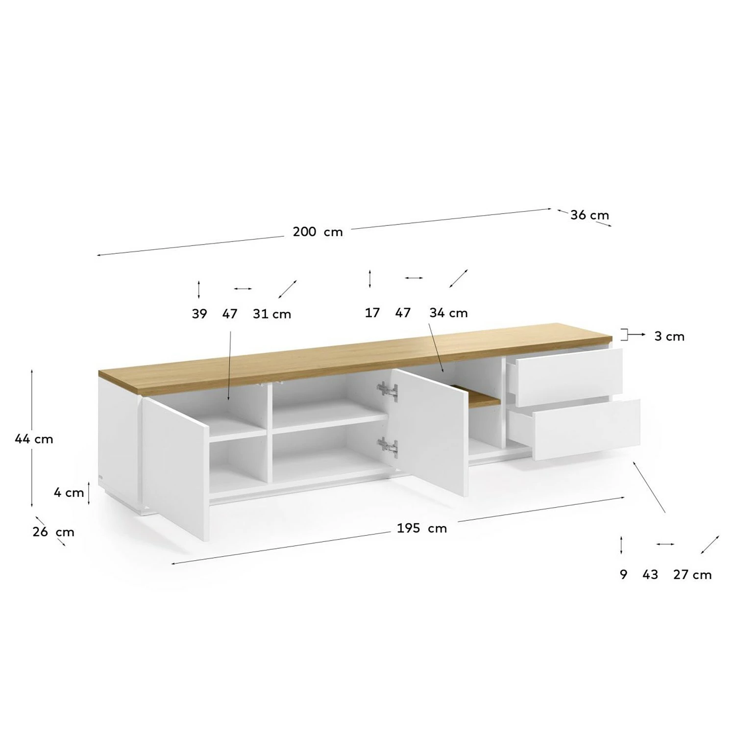 Loftscape Meuble TV Agueda - Imitation marbre blanc / Noir 11 Loftscape Meuble TV Agueda - Imitation marbre blanc / Noir – Image 9