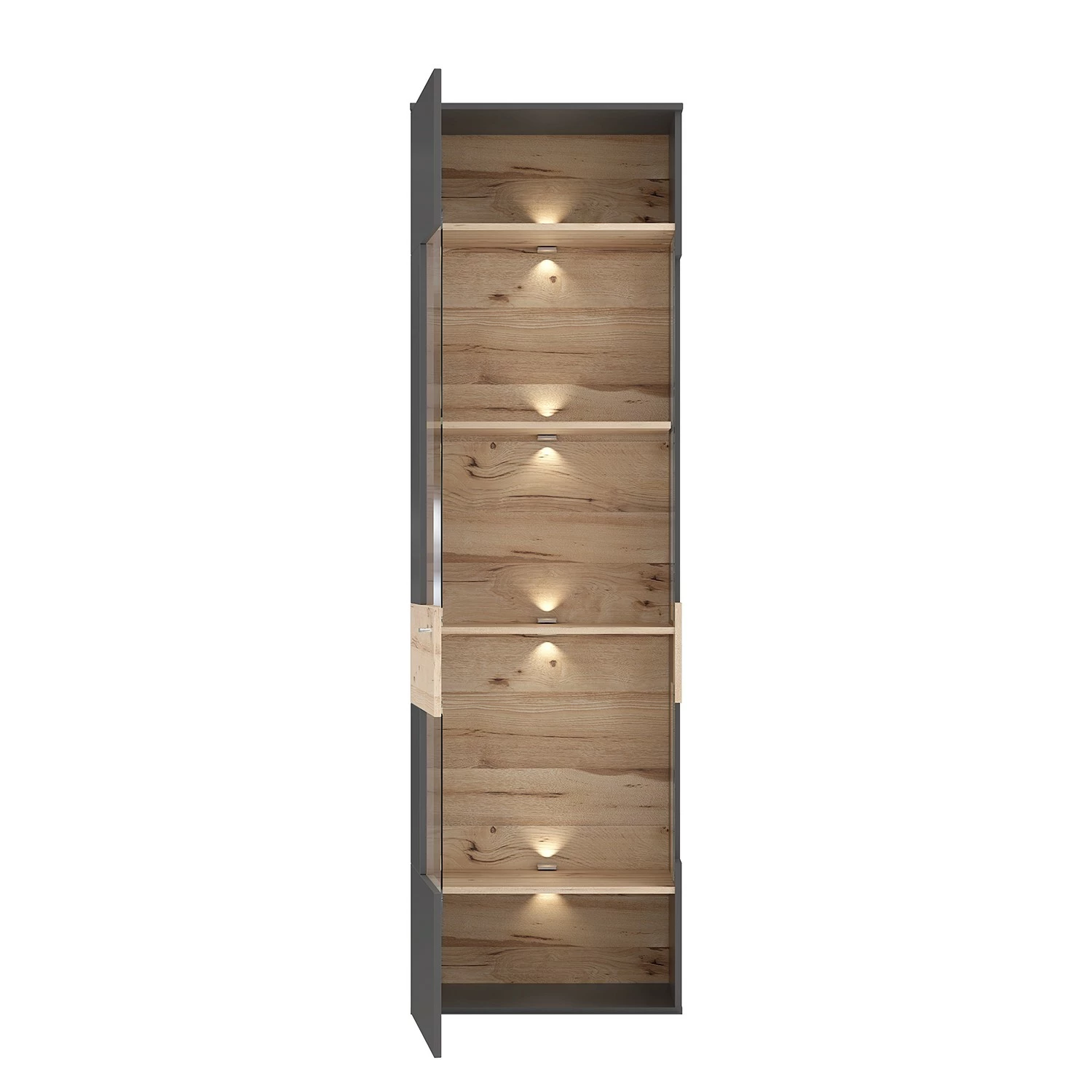 Loftscape Vitrine Corey - Avec éclairage - Imitation chêne / Gris - Butoir à gauche 6 Loftscape Vitrine Corey - Avec éclairage - Imitation chêne / Gris - Butoir à gauche – Image 4