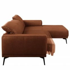 Ars manufacti Canapé d’angle Kalies - Cuir véritable - Cuir Padme: Cognac - Méridienne courte à droite (vue de face) - Avec réglage de la profondeur d'assise -loftscape Boutique 1000283556 210817 15273100761 DETAILS P000000001000283556