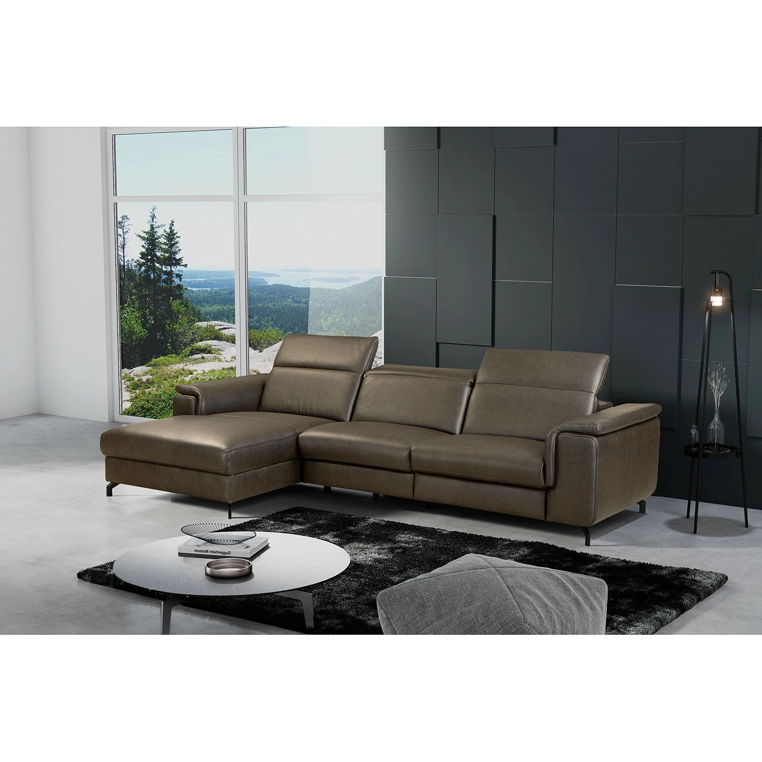 Ars manufacti Canapé d’angle Lagor - Cuir véritable - Cuir Padme: Marron gris - Méridienne courte à gauche (vue de face) - Sans fonction 4 Ars manufacti Canapé d’angle Lagor - Cuir véritable - Cuir Padme: Marron gris - Méridienne courte à gauche (vue de face) - Sans fonction – Image 2