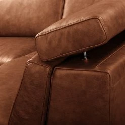 Ars manufacti Canapé d’angle Magas - Cuir véritable - Cuir Padme: Cognac - Méridienne longue à droite (vue de face) - Fonction relaxation -loftscape Boutique 1000283580 210817 15270700410 DETAILS P000000001000283580