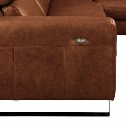 Ars manufacti Canapé d’angle Magas - Cuir véritable - Cuir Padme: Cognac - Méridienne longue à droite (vue de face) - Fonction relaxation -loftscape Boutique 1000283580 210817 15270800422 DETAILS P000000001000283580