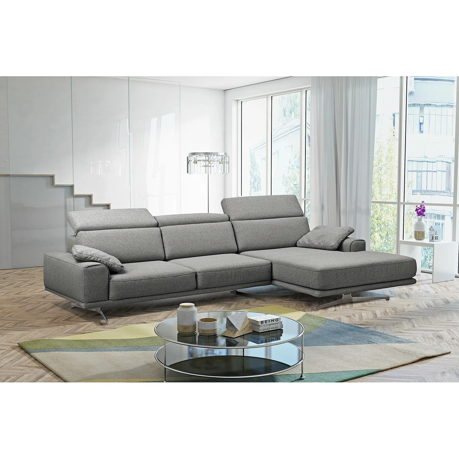 Ars manufacti Canapé d’angle Muna - tissu - Tissu Arda: Anthacite - Méridienne courte à droite (vue de face) 4 Ars manufacti Canapé d’angle Muna - tissu - Tissu Arda: Anthacite - Méridienne courte à droite (vue de face) – Image 2