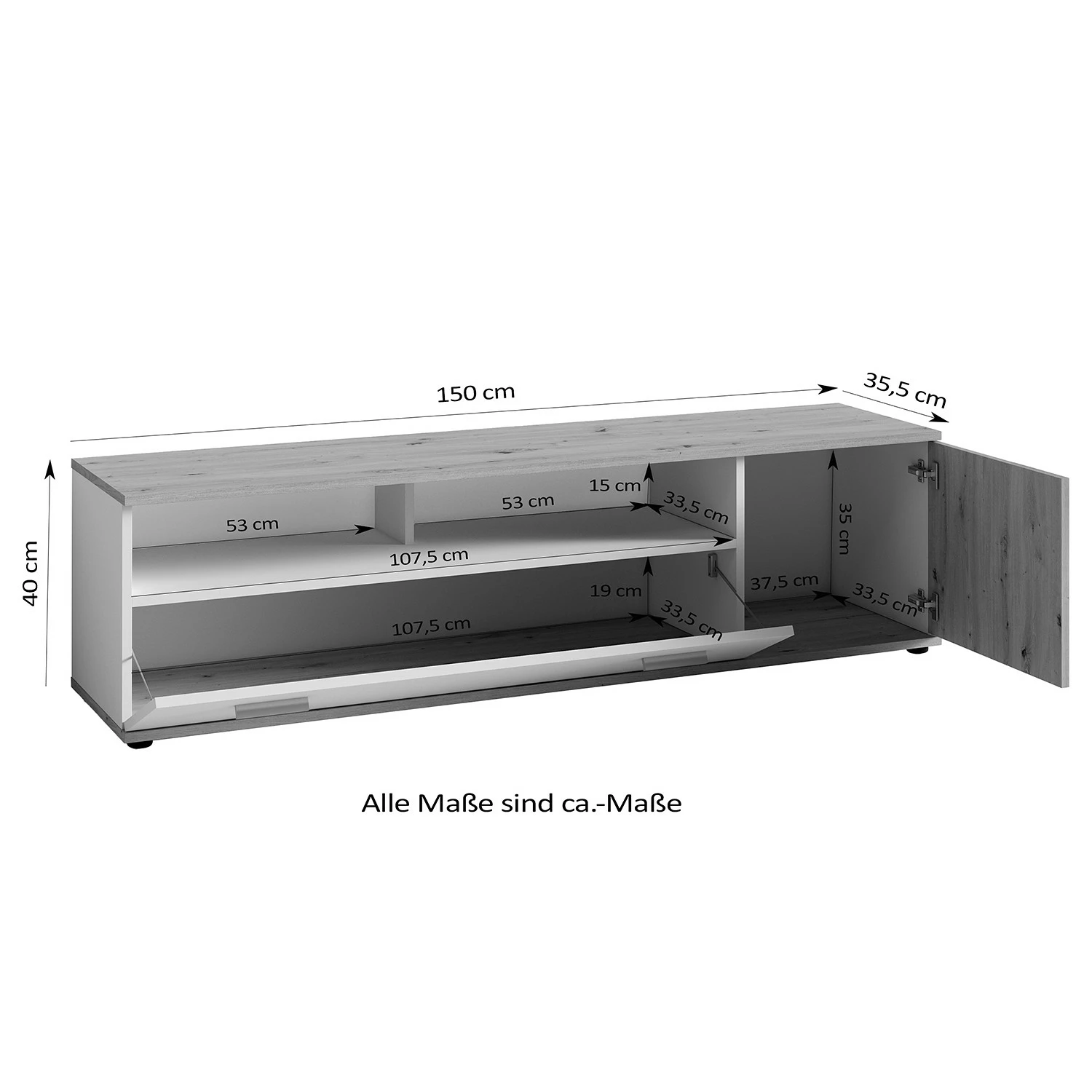 Fredriks Meuble TV Chippewa - Imitation bois ancien / Anthracite 10 Fredriks Meuble TV Chippewa - Imitation bois ancien / Anthracite – Image 8