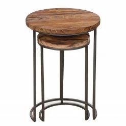 Fredriks Tables gigognes Leus (2 éléments) - Manguier massif / Métal - Manguier / Noir -loftscape Boutique 1000283854 210805 14244100225 DETAILS P000000001000283854