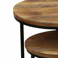 Fredriks Tables gigognes Leus (2 éléments) - Manguier massif / Métal - Manguier / Noir -loftscape Boutique 1000283854 210805 14244100226 DETAILS P000000001000283854