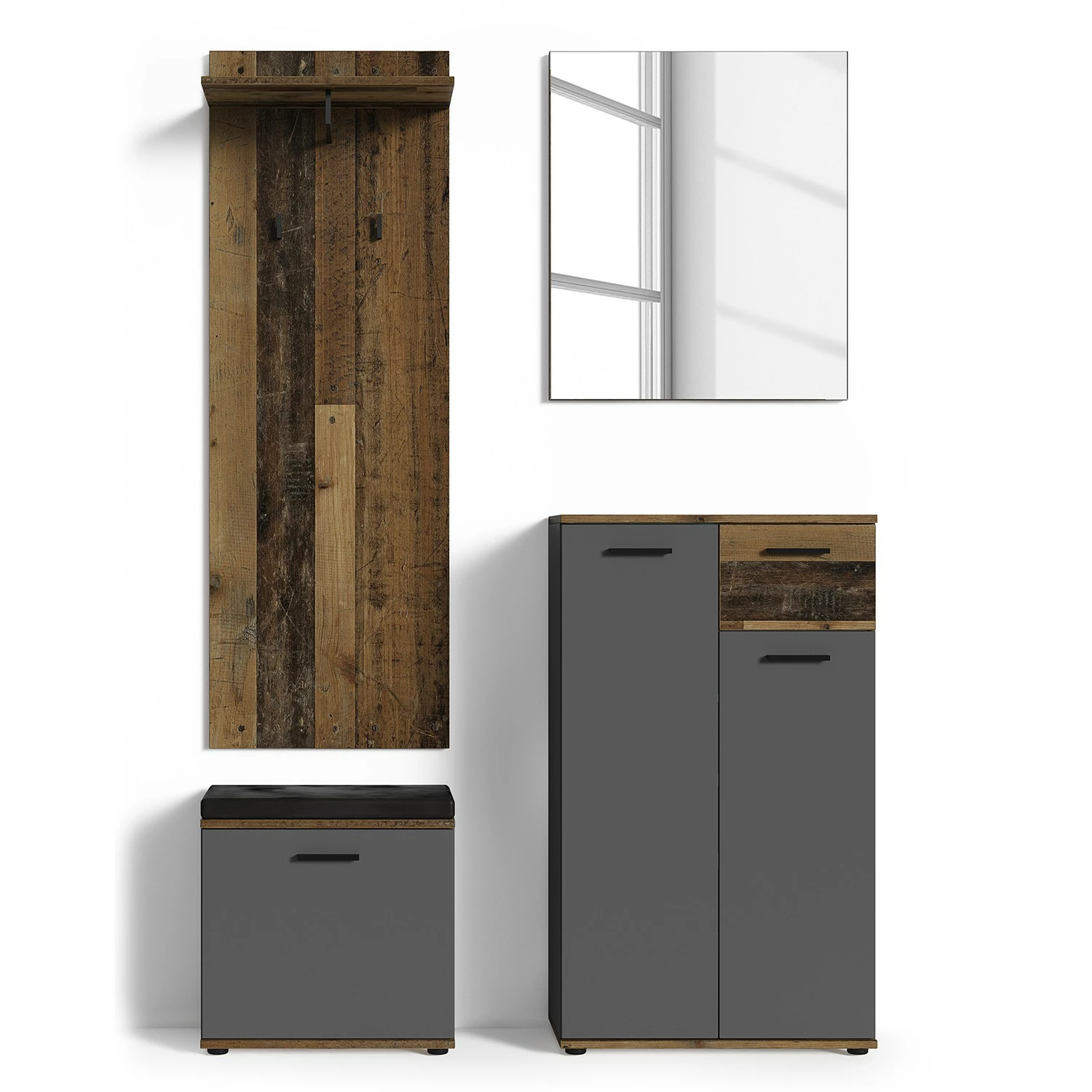 Fredriks Meuble à chaussures Chippewa I - Imitation bois ancien / Anthracite 7 Fredriks Meuble à chaussures Chippewa I - Imitation bois ancien / Anthracite – Image 5