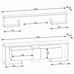 Loftscape Ensemble meubles TV Raha (2 éléments) - Blanc / Imitation noyer clair 12 Loftscape Ensemble meubles TV Raha (2 éléments) - Blanc / Imitation noyer clair -loftscape Boutique 1000284330 210809 06082600031 SKETCH DETAILS P000000001000284330 sketch