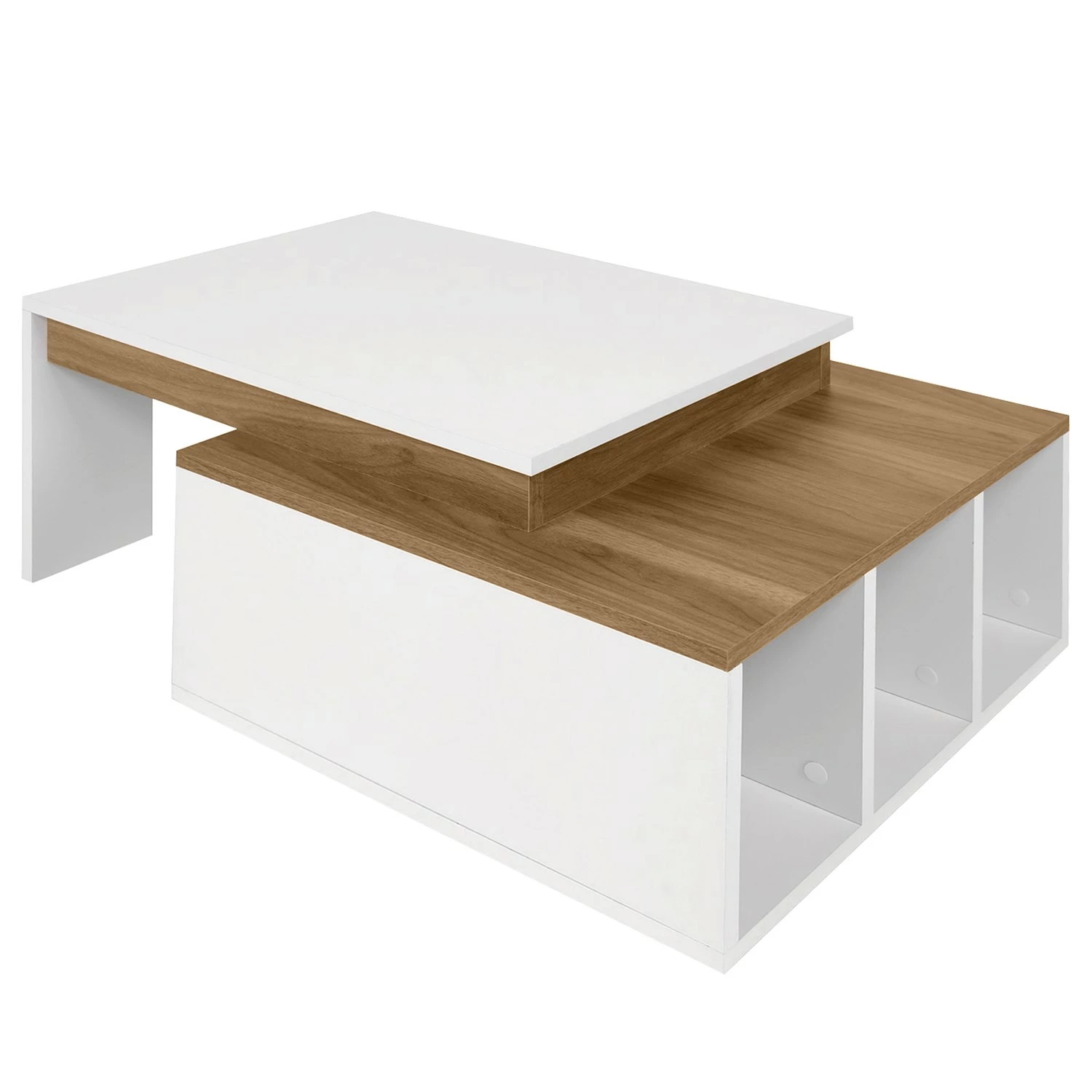 Loftscape Table basse Garala - Blanc / Imitation noyer clair 7 Loftscape Table basse Garala - Blanc / Imitation noyer clair – Image 5