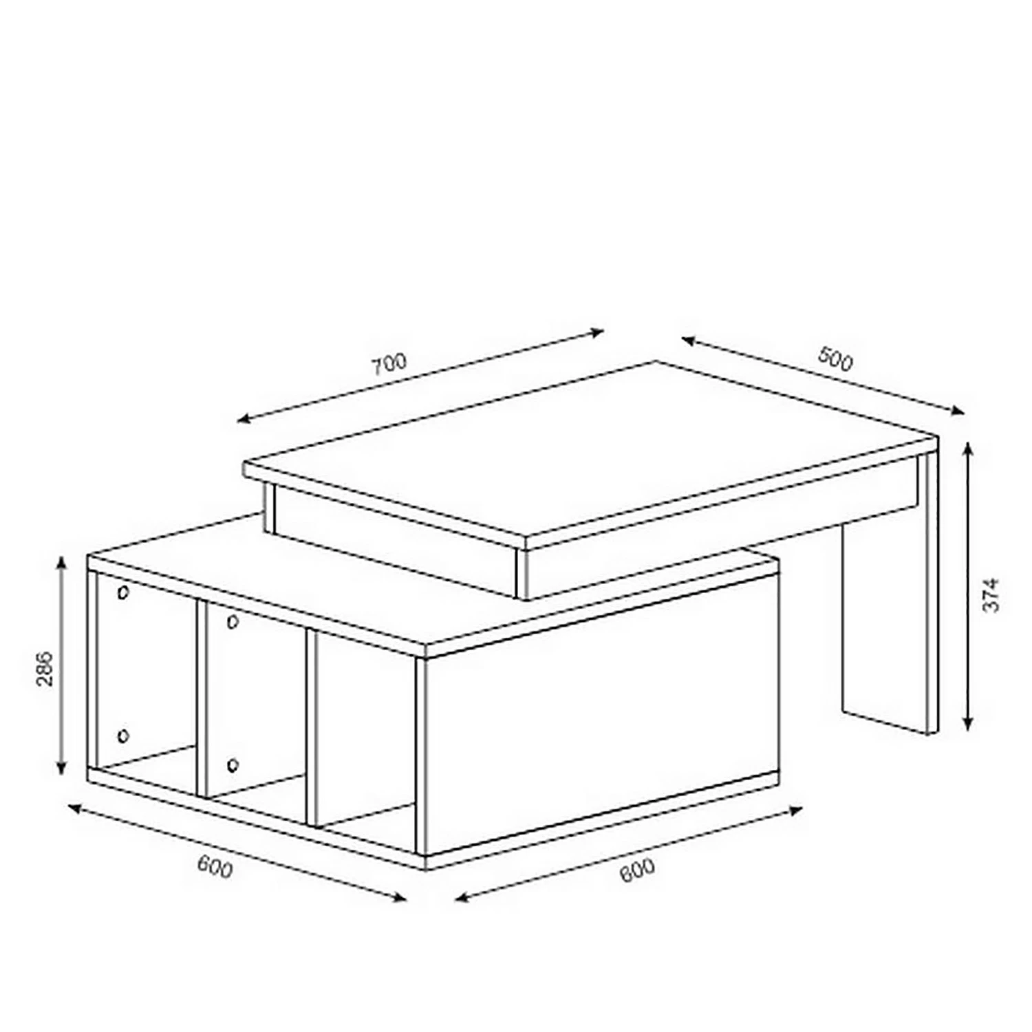 Loftscape Table basse Garala - Blanc / Imitation noyer clair 9 Loftscape Table basse Garala - Blanc / Imitation noyer clair – Image 7