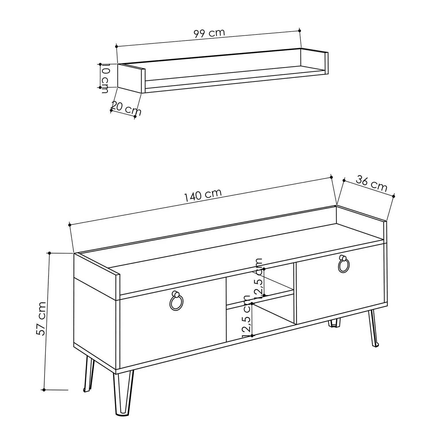 Red Living Ensemble meubles TV Ekeby (2 éléments) - Imitation chêne / Anthracite 5 Red Living Ensemble meubles TV Ekeby (2 éléments) - Imitation chêne / Anthracite – Image 3