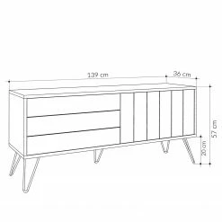 Loftscape Meuble TV Eslo - Métal - Imitation chêne / Blanc 9 Loftscape Meuble TV Eslo - Métal - Imitation chêne / Blanc -loftscape Boutique 1000284353 210809 06085000138 SKETCH DETAILS P000000001000284353 sketch