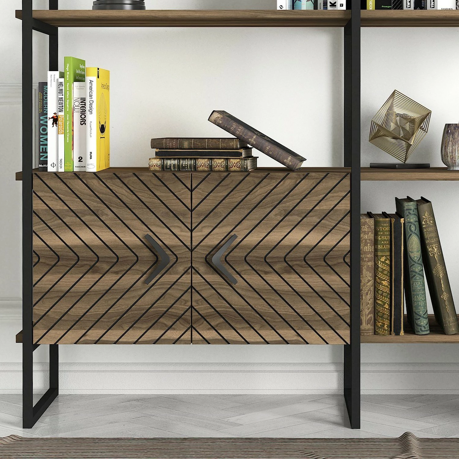 Red Living Étagère murale Sun - Métal - Imitation noyer / Noir 9 Red Living Étagère murale Sun - Métal - Imitation noyer / Noir – Image 7