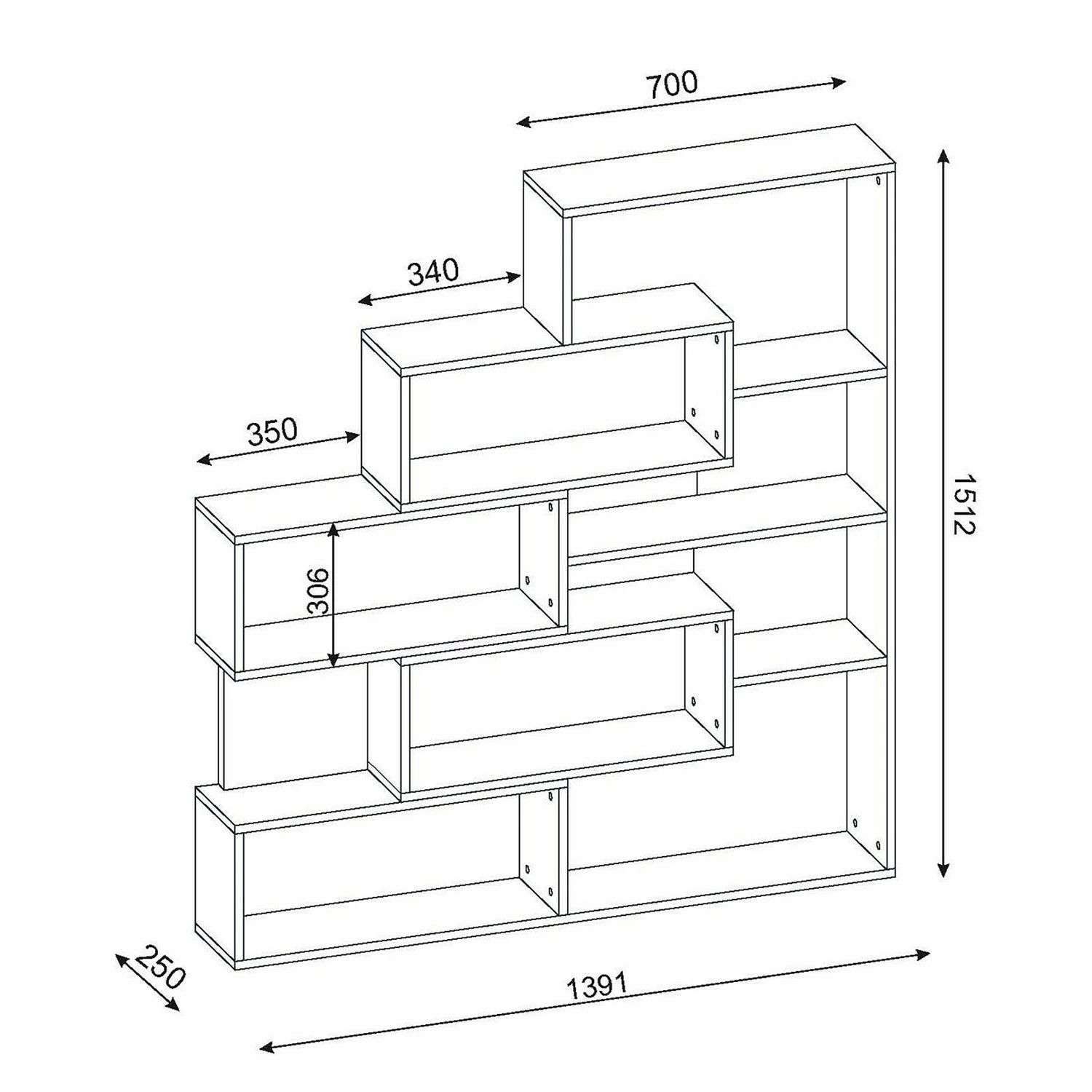 Loftscape Étagère Mertyn - Blanc / Imitation noyer clair 6 Loftscape Étagère Mertyn - Blanc / Imitation noyer clair – Image 4