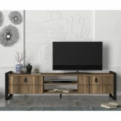 Red Living Meuble TV Lanz - Imitation noyer / Noir -loftscape Boutique 1000284401 210809 06093200208 MOOD DETAILS P000000001000284401 mood