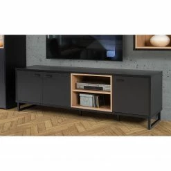 Loftscape Meuble TV Mazzo - Noir / Imitation chêne artisan -loftscape Boutique 1000285798 210819 12212500026 MOOD DETAILS P000000001000285798 mood