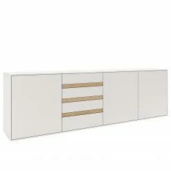 GWINNER Buffet Calea I - Plaqué bois - Blanc mat / Chêne - Alignement à gauche