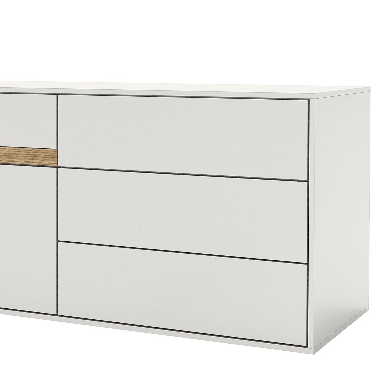 GWINNER Meuble TV Calea II - Plaqué bois - Blanc mat / Chêne - Tiroir à droite 7 GWINNER Meuble TV Calea II - Plaqué bois - Blanc mat / Chêne - Tiroir à droite – Image 5