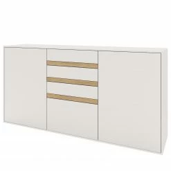 GWINNER Buffet Calea III - Plaqué bois - Blanc mat / Chêne