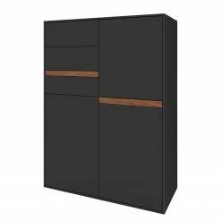 GWINNER Buffet haut Calea I - Plaqué bois - Anthracite mat / Noyer