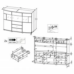 Loftscape Buffet Intento I - Blanc brillant / anthracite -loftscape Boutique 1000288186 210827 12095600056 SKETCH DETAILS P000000001000288186 sketch