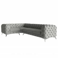 Canapé d’angle Laviva VI - Microfibre Enza: Gris - 323 x 200 cm