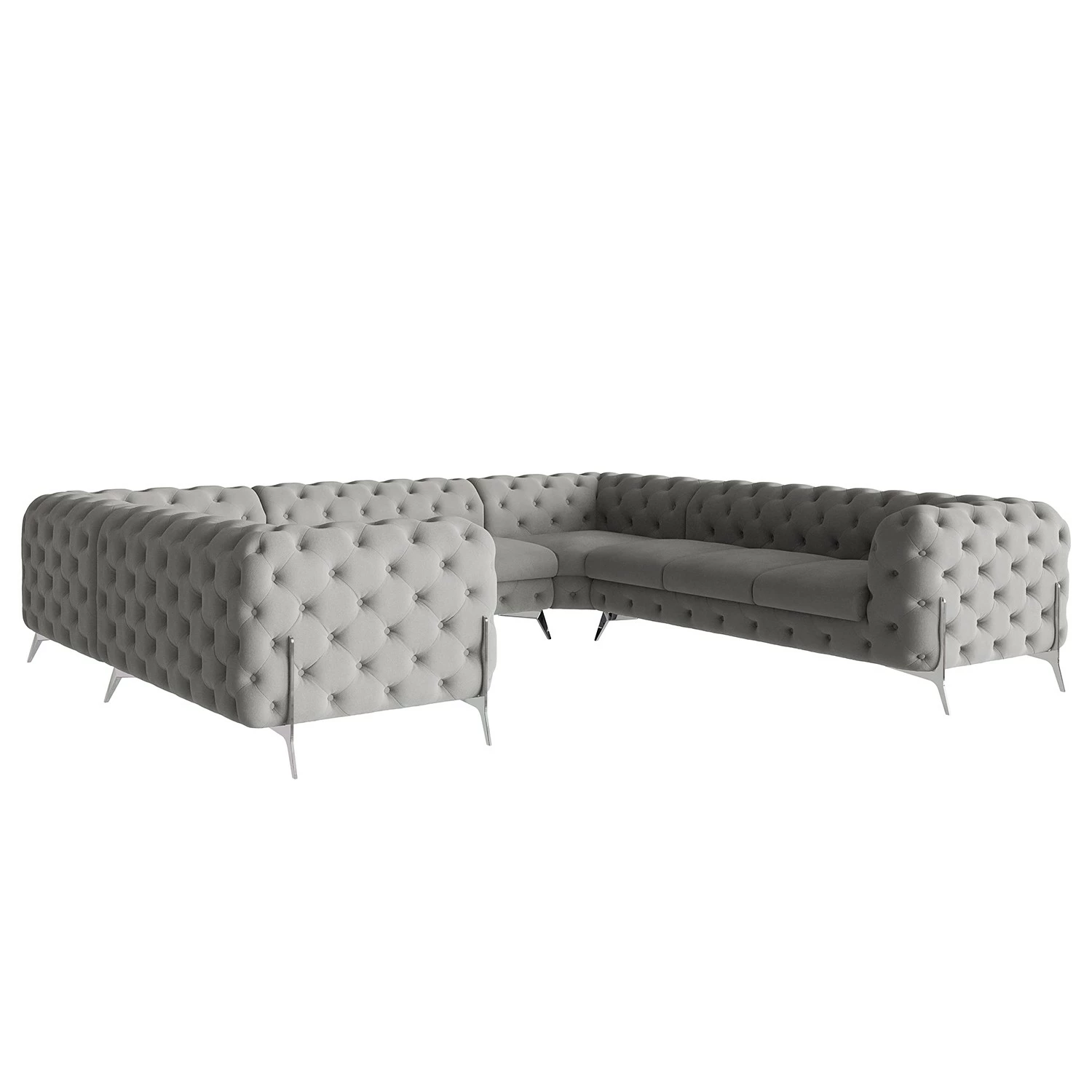 Jack & Alice Canapé panoramique Laviva II - Microfibre Enza: Gris - Alignement à gauche 3 Jack & Alice Canapé panoramique Laviva II - Microfibre Enza: Gris - Alignement à gauche