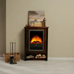 Red Living Cheminée électrique Kalkutta - Manguier massif / Métal - Marron foncé -loftscape Boutique 1000289255 210908 06202200025 MOOD DETAILS P000000001000289255 mood