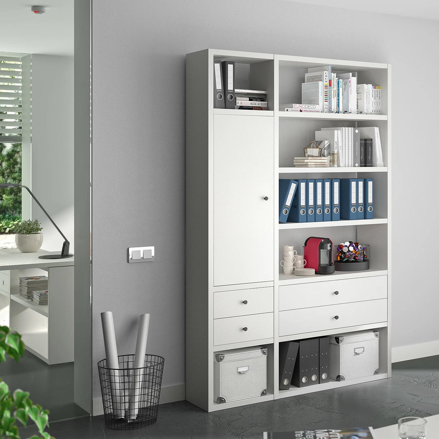 Fredriks Étagère de bureau Emporio IV - Blanc brillant 5 Fredriks Étagère de bureau Emporio IV - Blanc brillant – Image 3