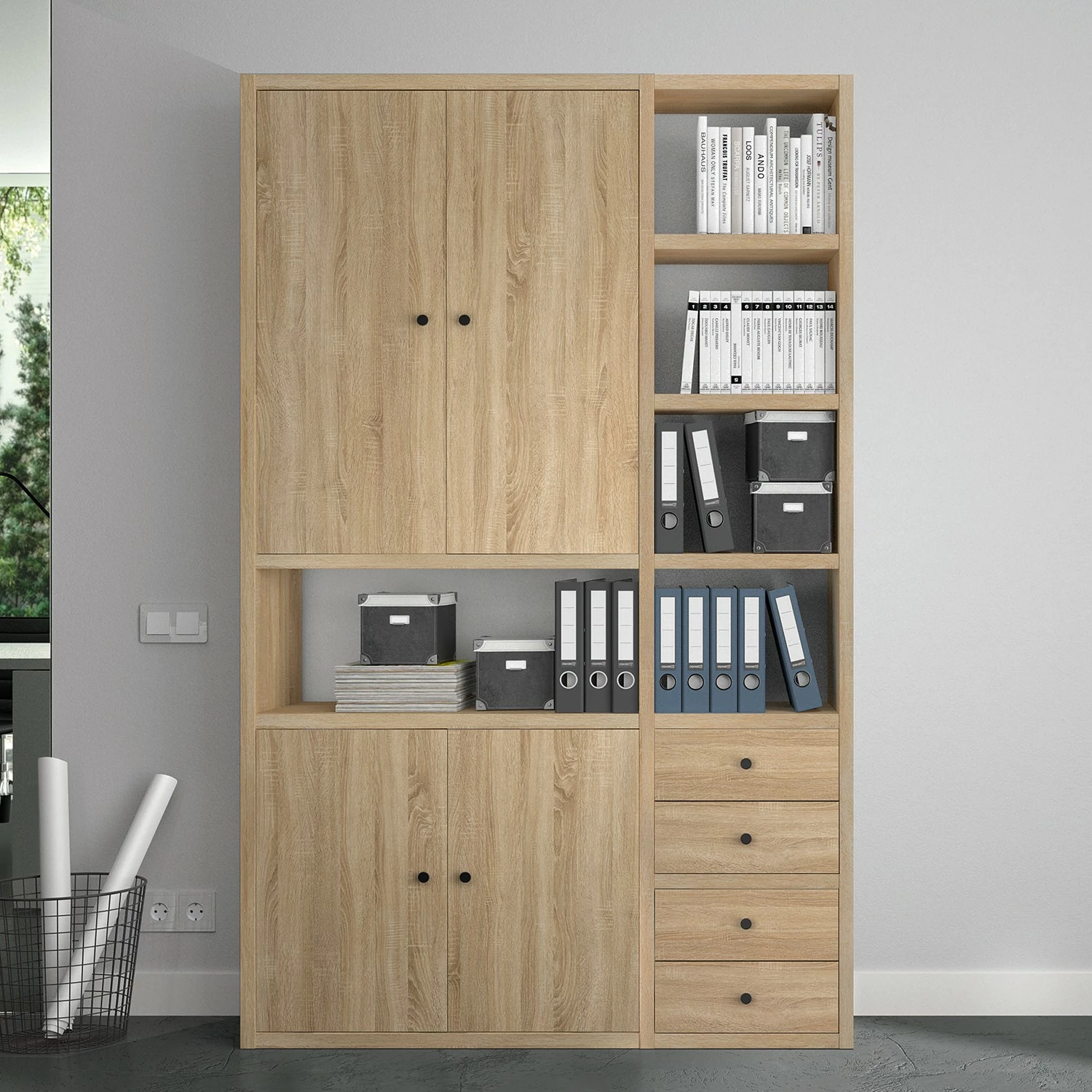 Fredriks Armoire de bureau Emporio IV - Imitation chêne de Sonoma 5 Fredriks Armoire de bureau Emporio IV - Imitation chêne de Sonoma – Image 3