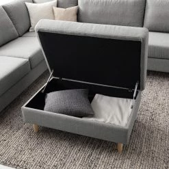 Studio Copenhagen Repose-pieds COSO Classic - Tissu Milan : Gris clair - Frêne - Profondeur : 64 cm -loftscape Boutique 1000293400 211005 130852000137 DETAILS P000000001000293400