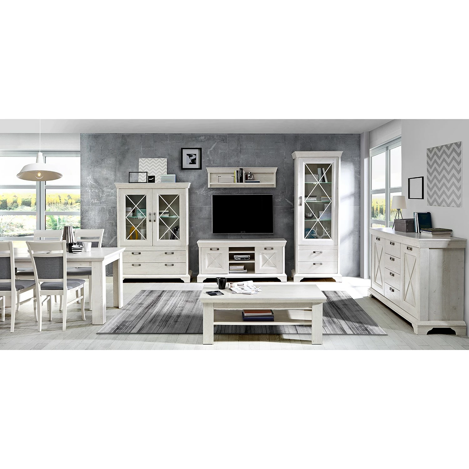 Ridgevalley Meuble TV Kimbark II - Imitation pin blanc 4 Ridgevalley Meuble TV Kimbark II - Imitation pin blanc – Image 2