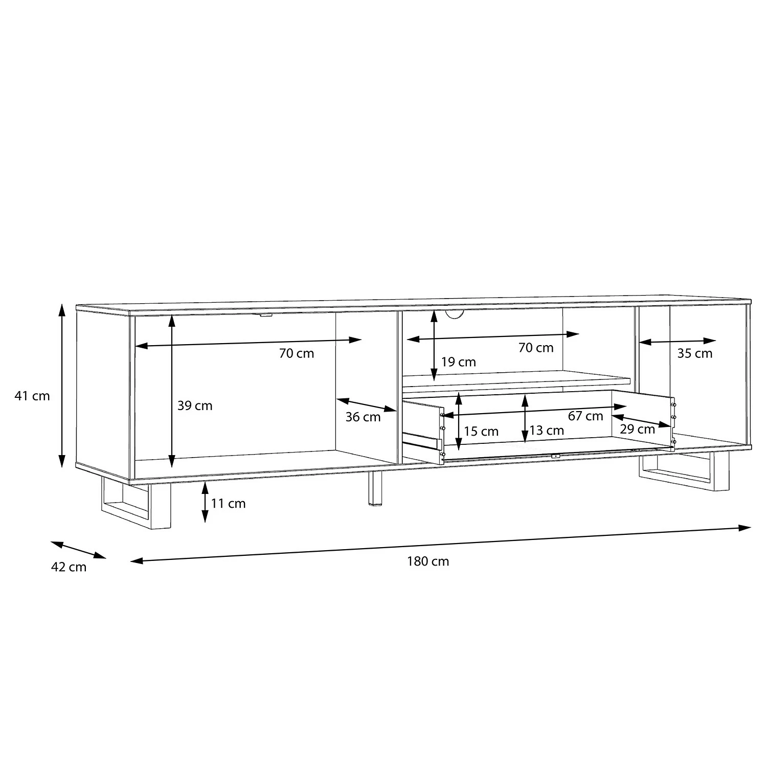 Red Living Meuble TV Trylith - Imitation chêne rustique / Noir 11 Red Living Meuble TV Trylith - Imitation chêne rustique / Noir – Image 9