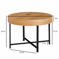 Red Living Table basse Soliera - Partiellement en chêne massif / Métal - Chêne / Noir -loftscape Boutique 1000296371 210929 06333000622 SKETCH DETAILS P000000001000296371 sketch