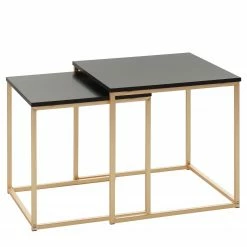 Red Living Tables gigognes Calhan (lot de 2) - noir mat / Doré