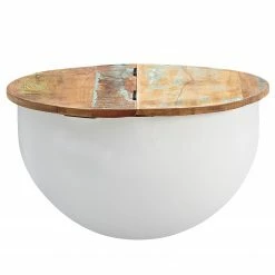 Ridgevalley Table basse Massaa III - Manguier massif / Métal - Manguier / Blanc