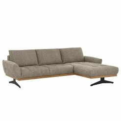 Red Living Canapé d’angle Duston - Tissu Tose: Cappuccino - Méridienne courte à droite (vue de face) - Sans appui-tête