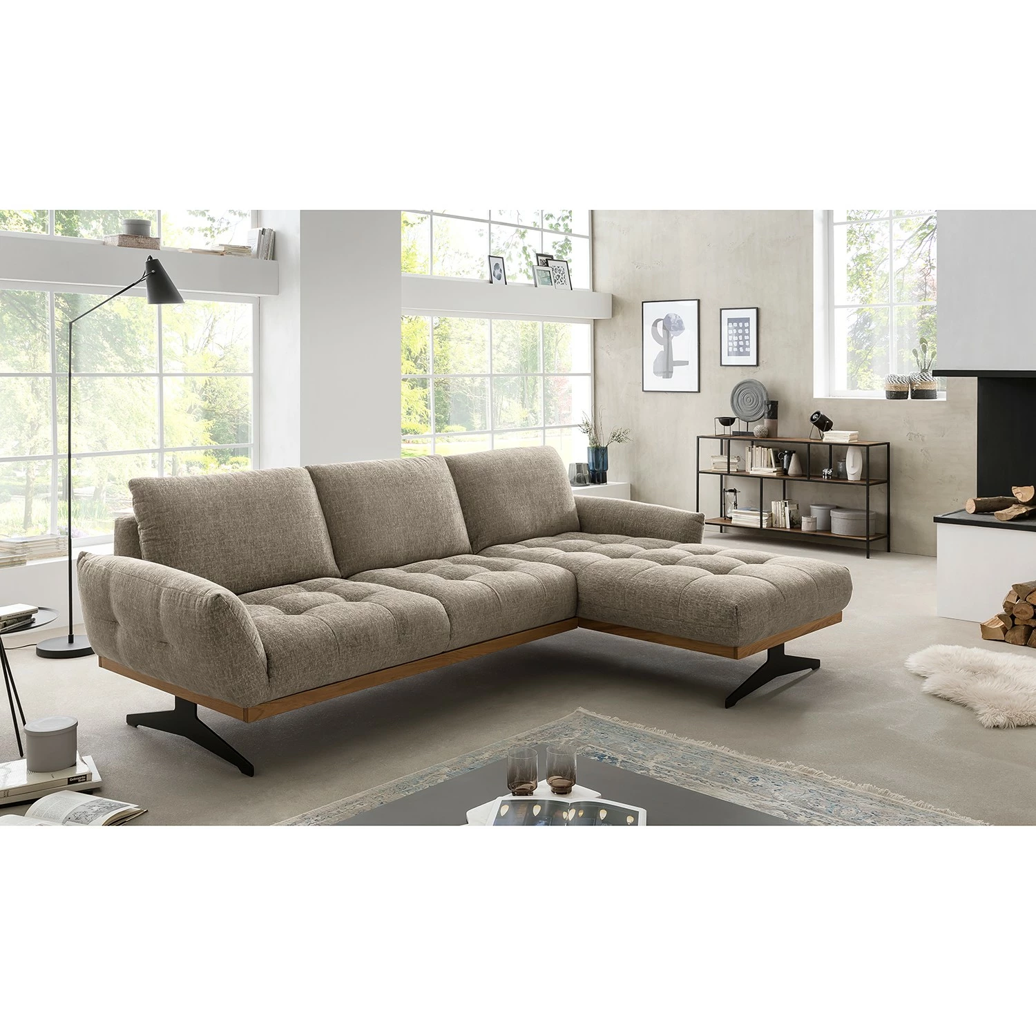 Red Living Canapé d’angle Duston - Tissu Tose: Cappuccino - Méridienne courte à droite (vue de face) - Sans appui-tête 4 Red Living Canapé d’angle Duston - Tissu Tose: Cappuccino - Méridienne courte à droite (vue de face) - Sans appui-tête – Image 2