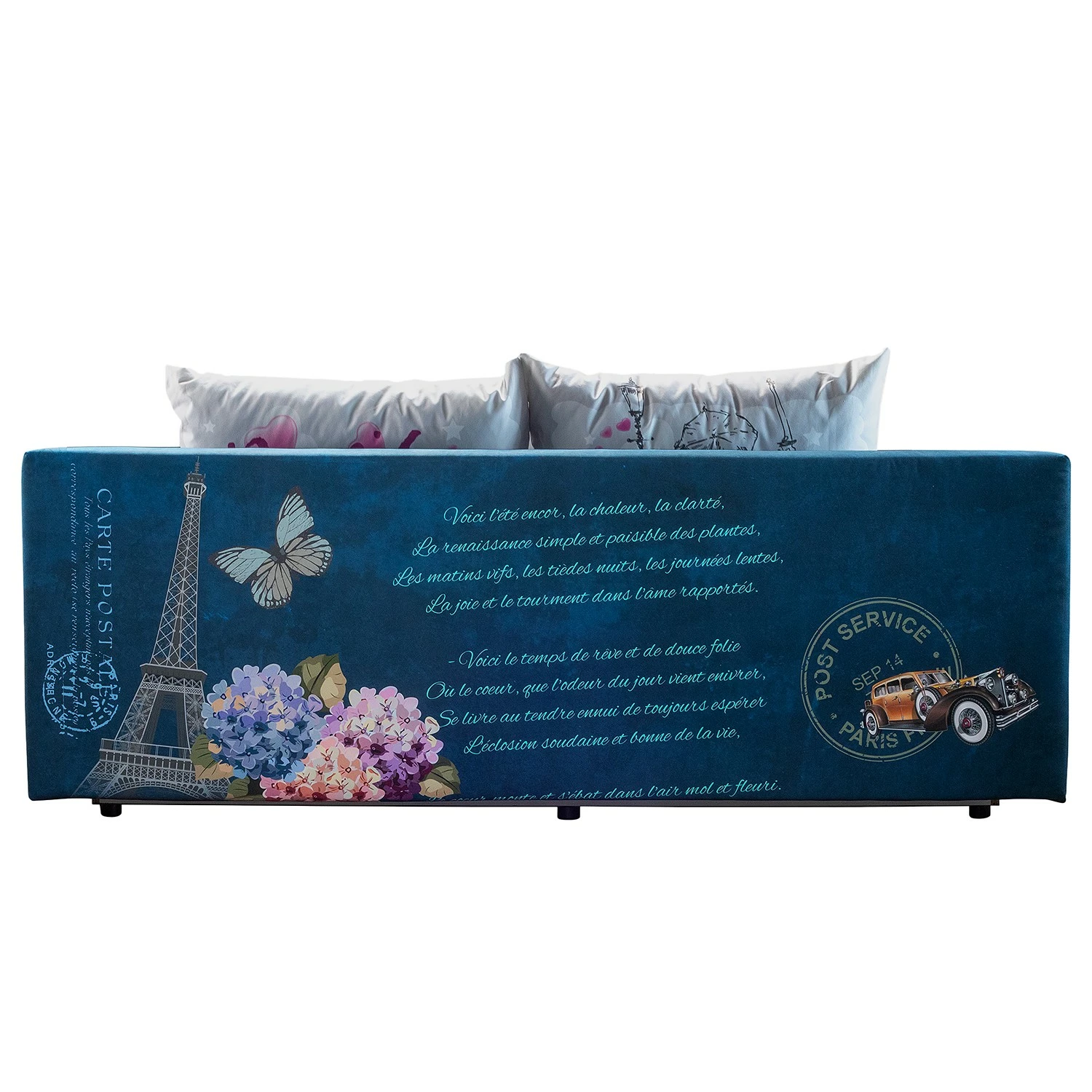 Mooved Canapé convertible Gabun - Tissage à plat - Bleu / Blanc - Suspension à ressorts ondulés 7 Mooved Canapé convertible Gabun - Tissage à plat - Bleu / Blanc - Suspension à ressorts ondulés – Image 5