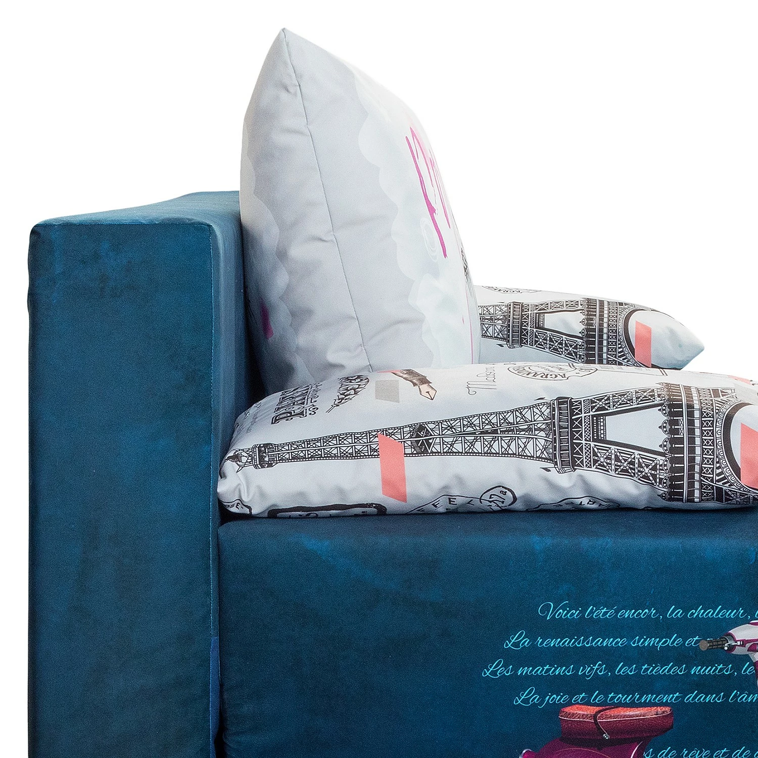 Mooved Canapé convertible Gabun - Tissage à plat - Bleu / Blanc - Suspension à ressorts ondulés 11 Mooved Canapé convertible Gabun - Tissage à plat - Bleu / Blanc - Suspension à ressorts ondulés – Image 9