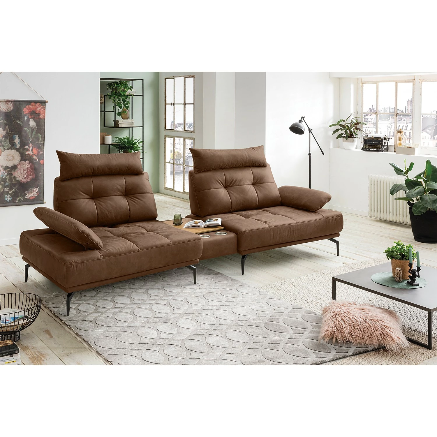 Fredriks Grand canapé Linville - Microfibre Torne: Marron - Avec appui-tête 5 Fredriks Grand canapé Linville - Microfibre Torne: Marron - Avec appui-tête – Image 3