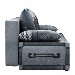 Mooved Canapé convertible Gabun - Tissage à plat - Bleu / Argenté - Suspension à ressorts ondulés -loftscape Boutique 1000296971 211018 10254002621 DETAILS P000000001000296971