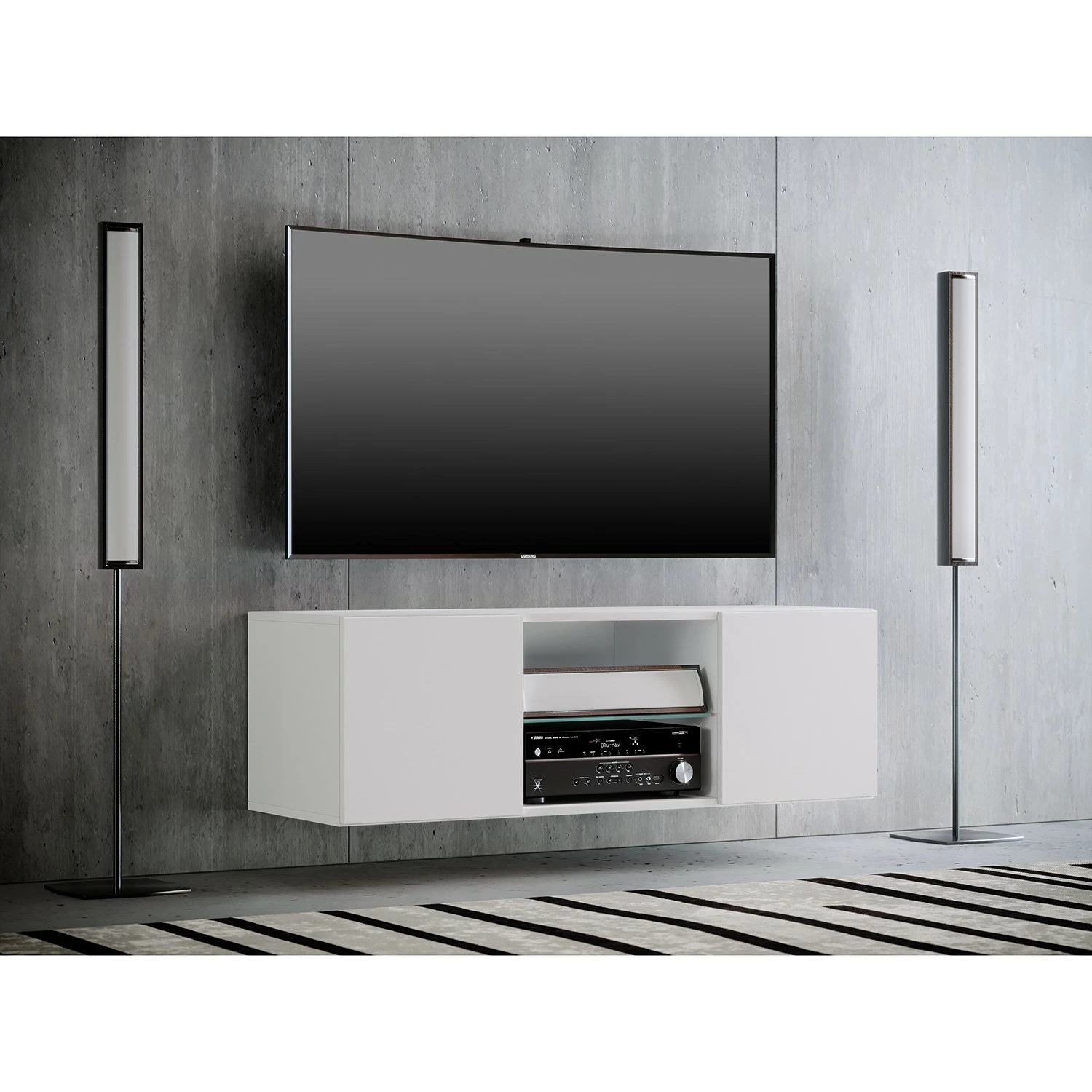 VCM Meuble TV Jusa - Blanc - Largeur : 115 cm 4 VCM Meuble TV Jusa - Blanc - Largeur : 115 cm – Image 2