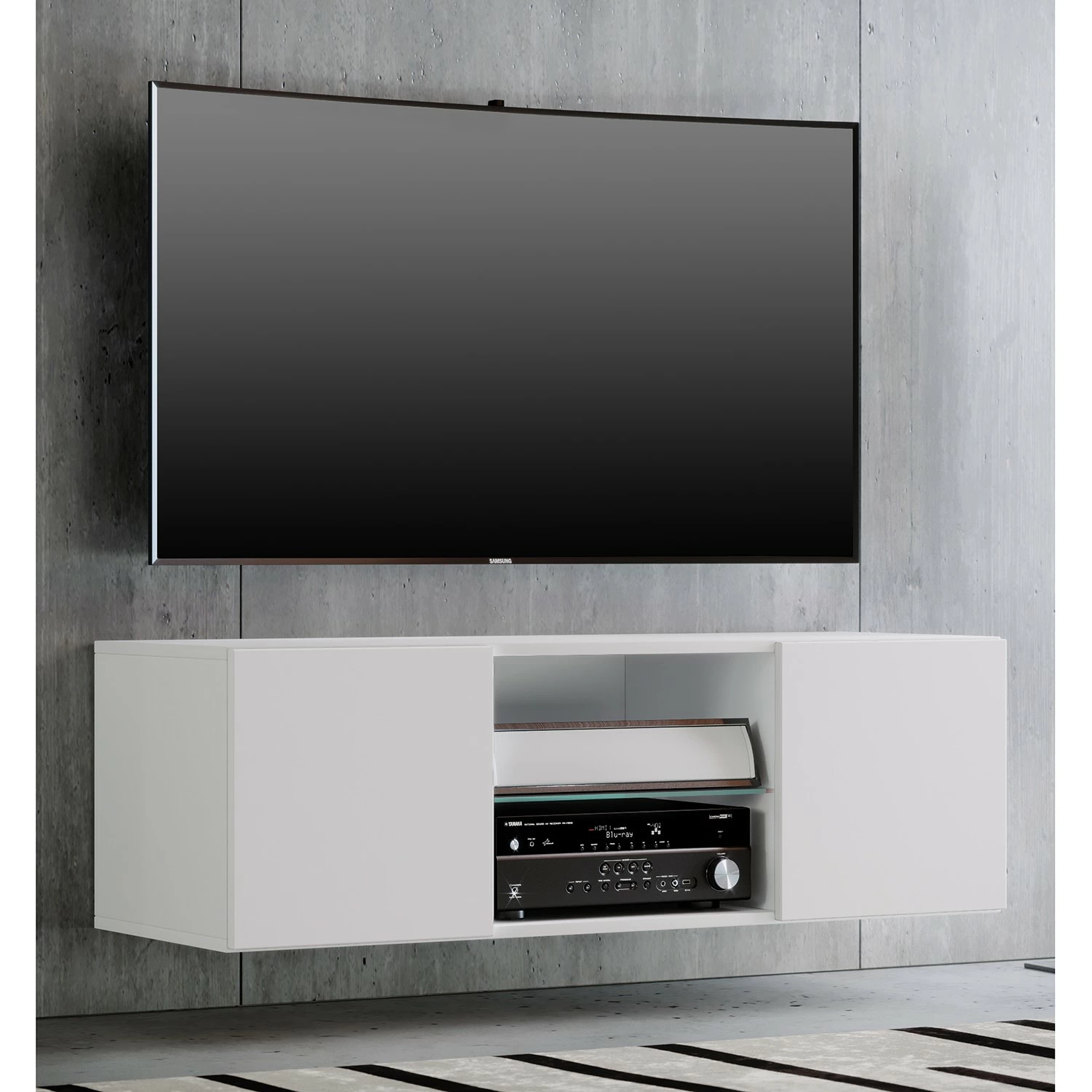 VCM Meuble TV Jusa - Blanc - Largeur : 115 cm 5 VCM Meuble TV Jusa - Blanc - Largeur : 115 cm – Image 3
