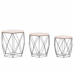 FLHF Bouts de canapé Steria (3 éléments) - Imitation acacia / Noir