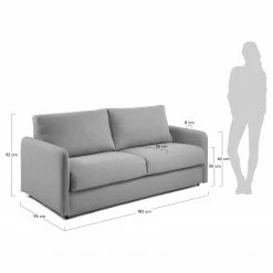 Loftscape Canapé convertible Jobo - Chenille - Tissu Chenille Chaja: Gris foncé - Largeur : 182 cm -loftscape Boutique 1000300330 211229 150210000521 SKETCH DETAILS P000000001000300330 sketch