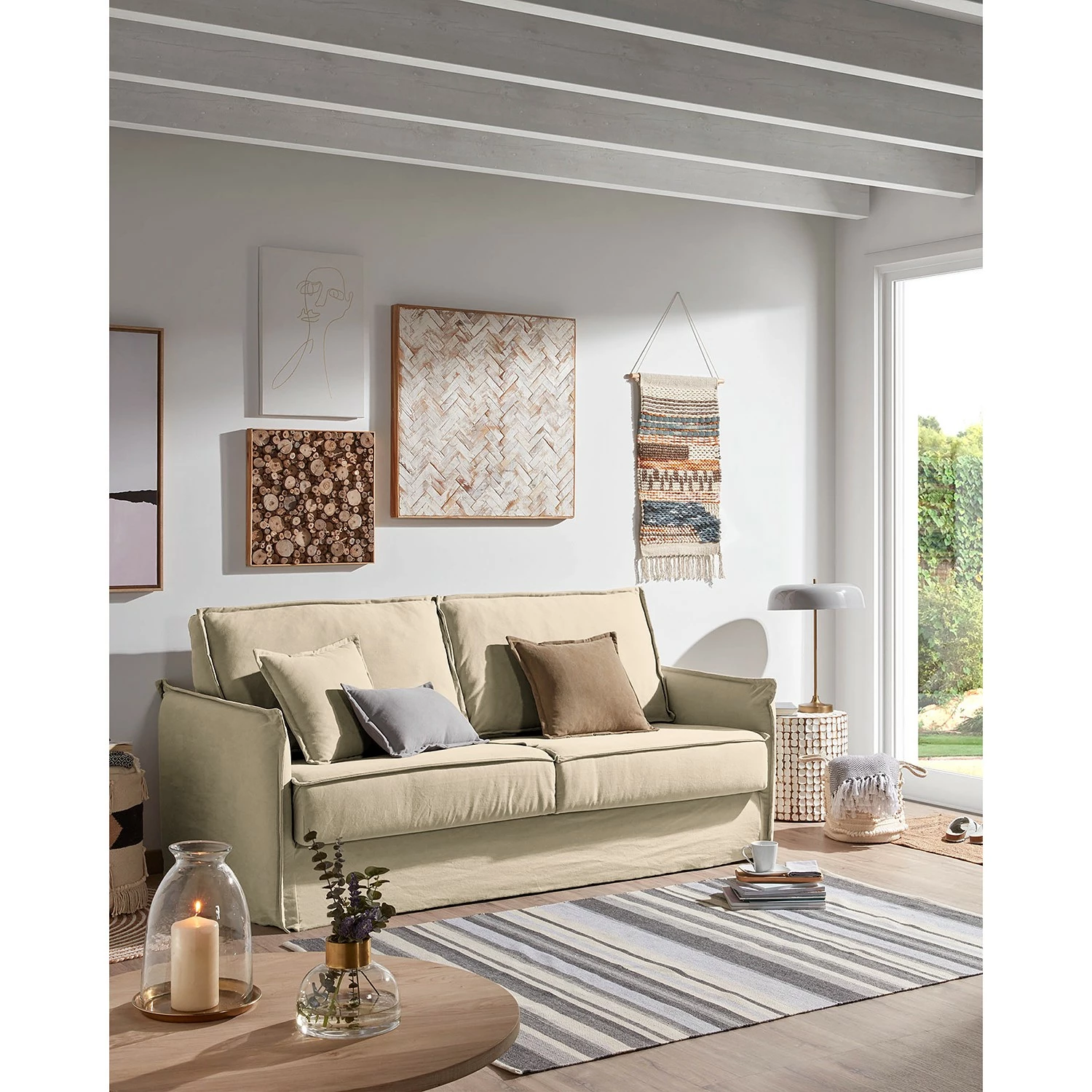 Loftscape Canapé convertible Gunn - Lin - Lin Blina: Taupe - Largeur : 202 cm 4 Loftscape Canapé convertible Gunn - Lin - Lin Blina: Taupe - Largeur : 202 cm – Image 2