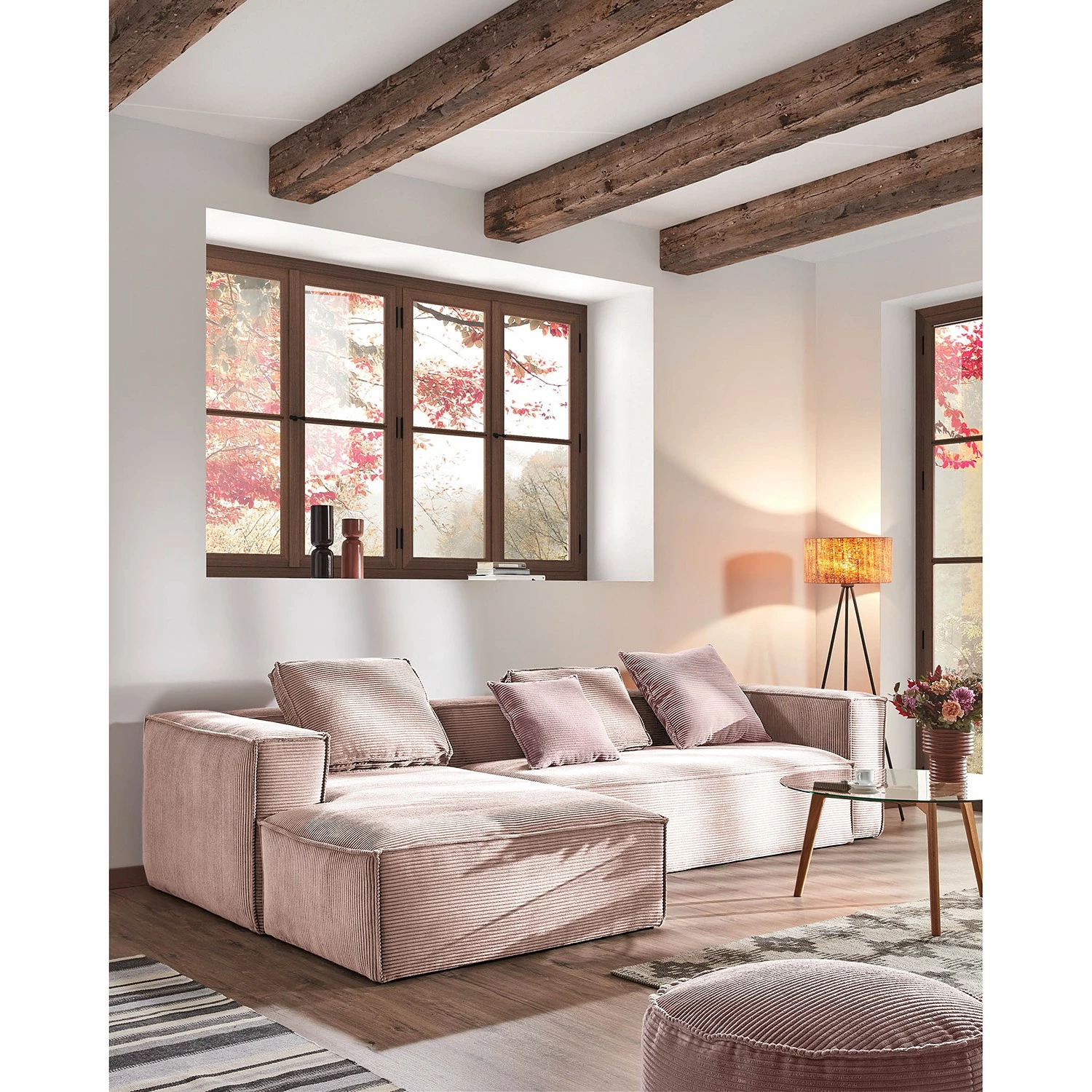 Loftscape Canapé d’angle Marita - Velours côtelé Lole: Mauve - Méridienne courte à gauche (vue de face) 4 Loftscape Canapé d’angle Marita - Velours côtelé Lole: Mauve - Méridienne courte à gauche (vue de face) – Image 2