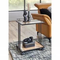 Loftscape Bout de canapé Kembs - Métal - Imitation chêne / Noir -loftscape Boutique 1000300681 211015 10493400034 MOOD DETAILS P000000001000300681 mood